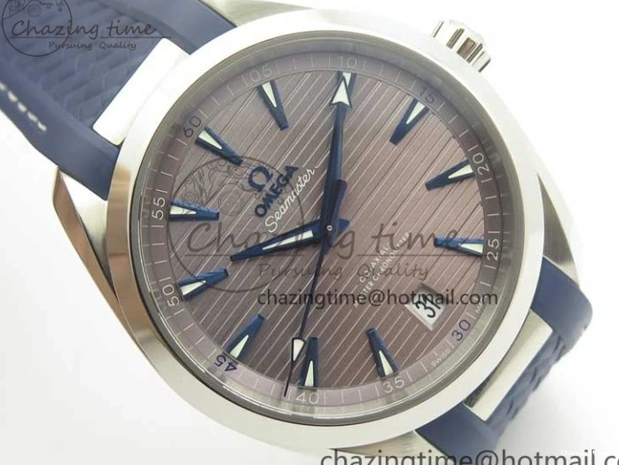 0501 Aqua Terra 150M Master Chronometers VSF 1:1 Best Edition Gray Dial Blue Hand on Blue Rubber Strap A8900 Super Clone HighQuality 8004